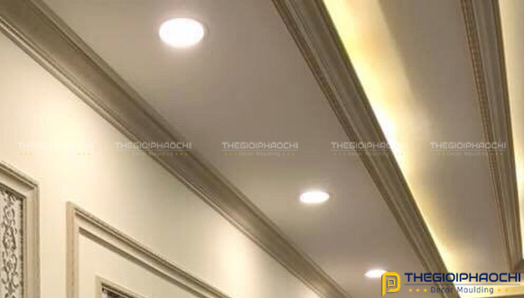 phào chỉ trần nhựa giả gỗ beige